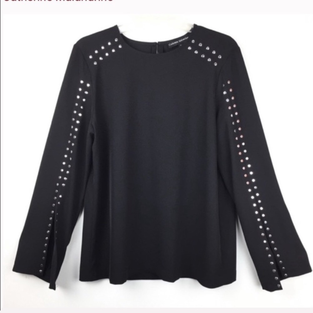 Catherine Malandrino | Silver Stud Split Sleeves Top